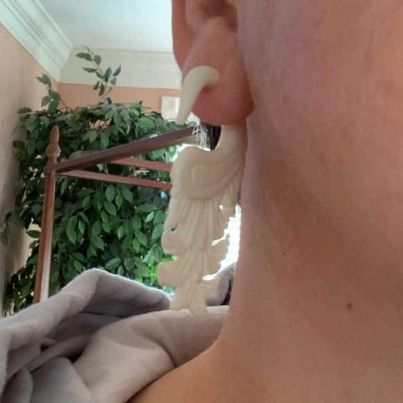 Fake gage earrings. Hand carved from bone. - Picture 6 of 6